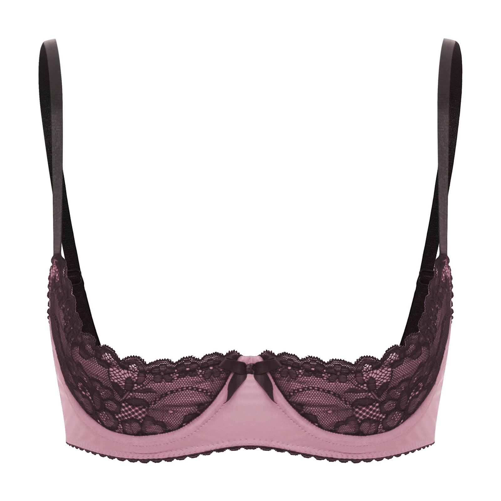Underwire Bra Padded - ชุดชั้นในเซ็กซี่สำหรับผู้หญิง บราเปิดหน้าอก ครึ่งคัพ ลูกไม้ ดันทรง มีโครง