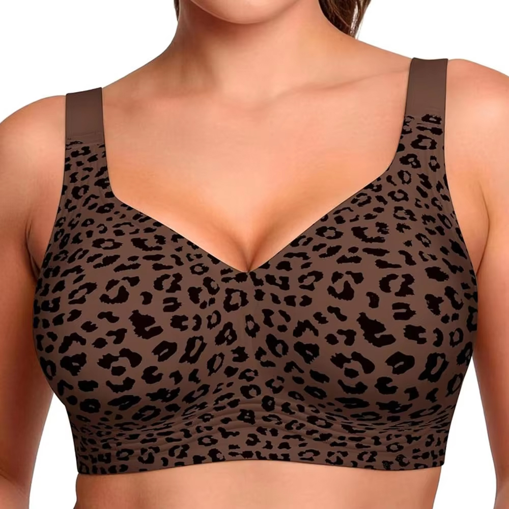 Underwire Bra Padded - บราเล็ปท์ไร้โครง Leopard Jelly Bra แบบไร้สาย ยกกระชับ