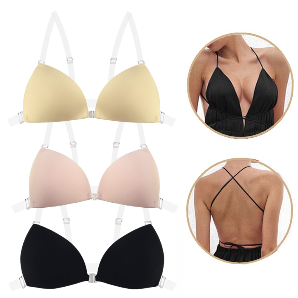Minimizer Bra Women - บราซิลิโคนแบบแปะสำหรับผู้หญิง ชุดแต่งงานแบบ backless บราแบบเว้าลึก ยกกระชับหน้าอก บราไร้สาย
